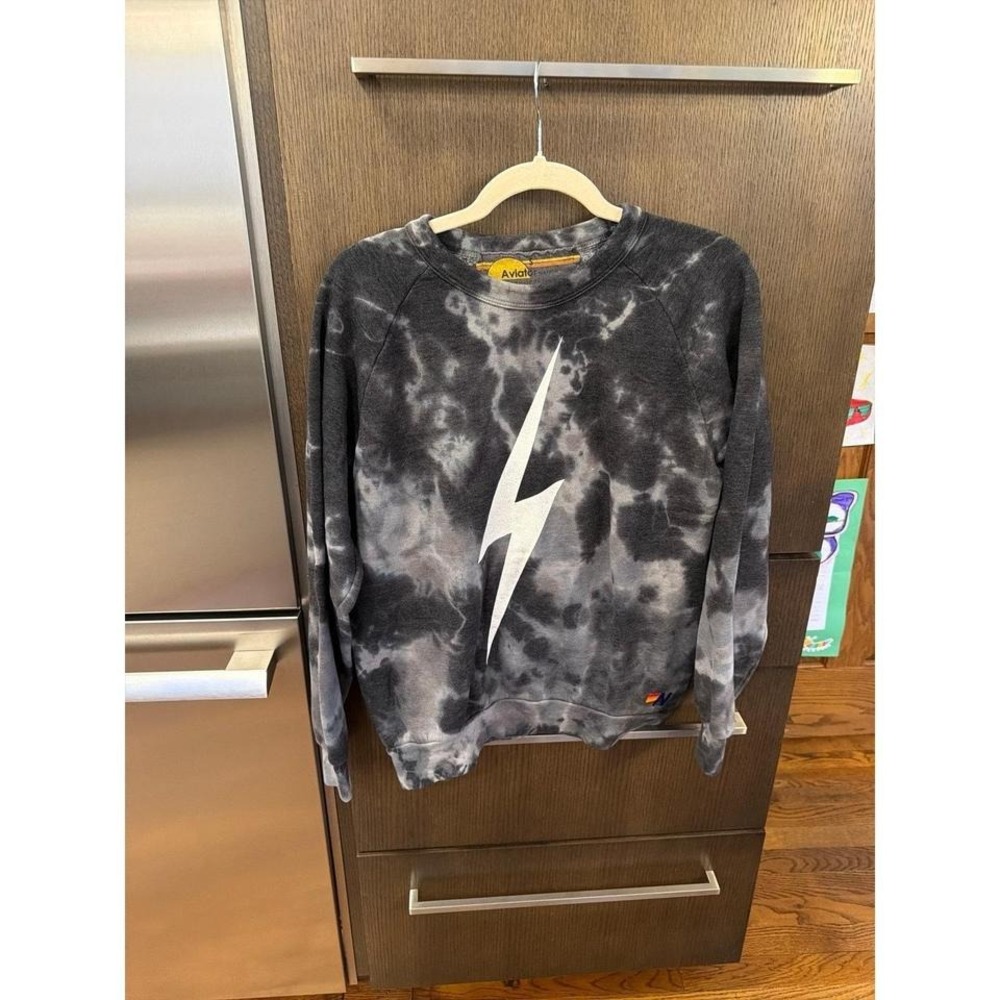 Aviator Nation crewneck sweatshirt featuring white lightning bolt women's Small